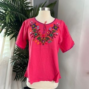 Bohemian hand made top/ hand embroidery 100% cotton.